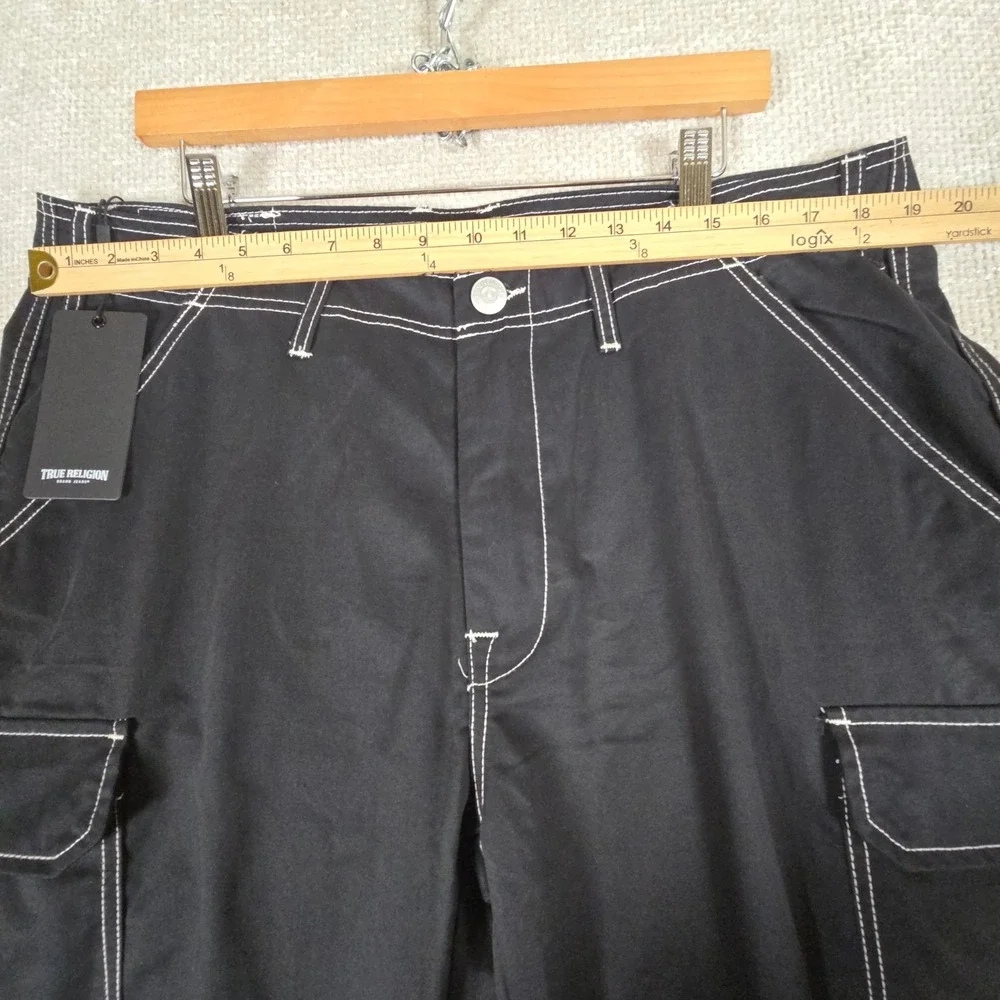 True Religion Mens Straight Ladder SN Cargo Pants Jet Black 701404 Size 36